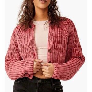 Free People Pink Knit Cardigan